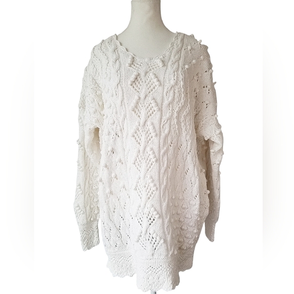 NWOT Beautiful Women's Plus Hand Knitted Cable Neck Chunky Cozy Warm Sweater 3XL - Picture 1 of 6